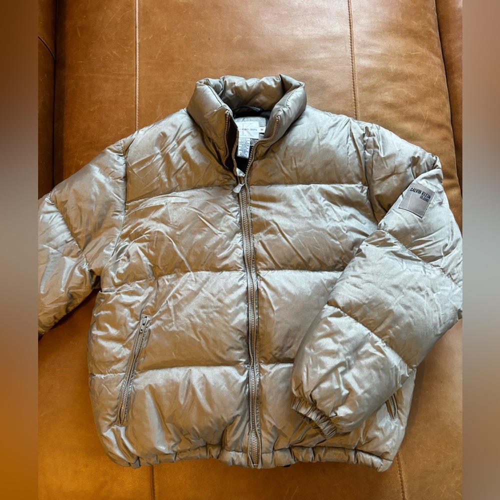 Calvin Klein Metallic Gray Puffer Jacket
